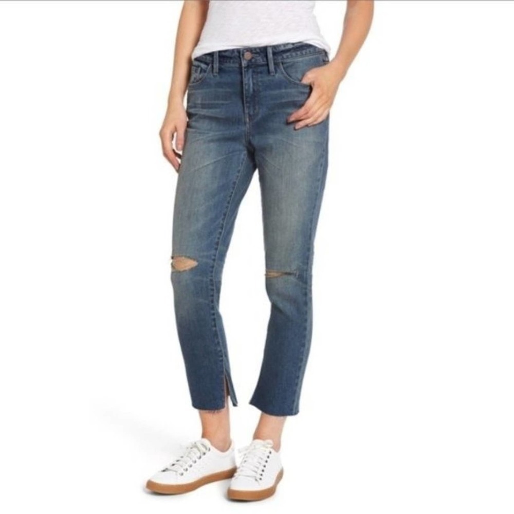 Treasure & Bond Women's High Rise Loose Skinny Slit Crop Jeans Blue Size 27